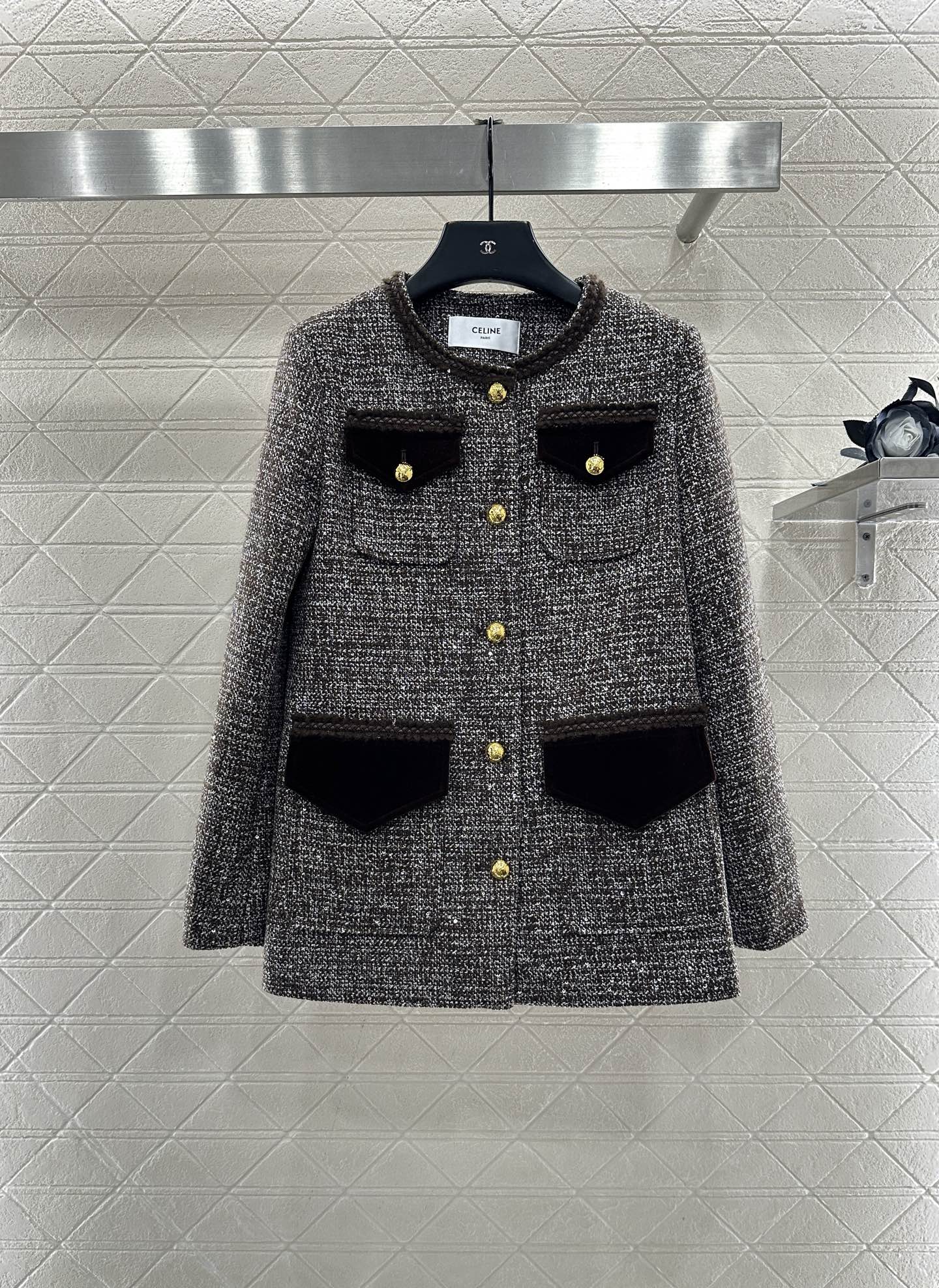 Round neck tied edge woven dress jacket