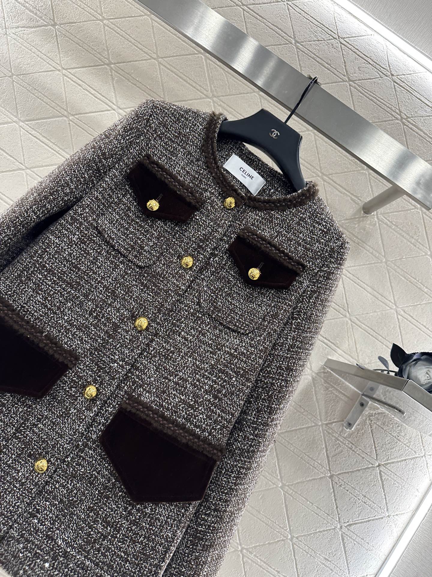 Round neck tied edge woven dress jacket