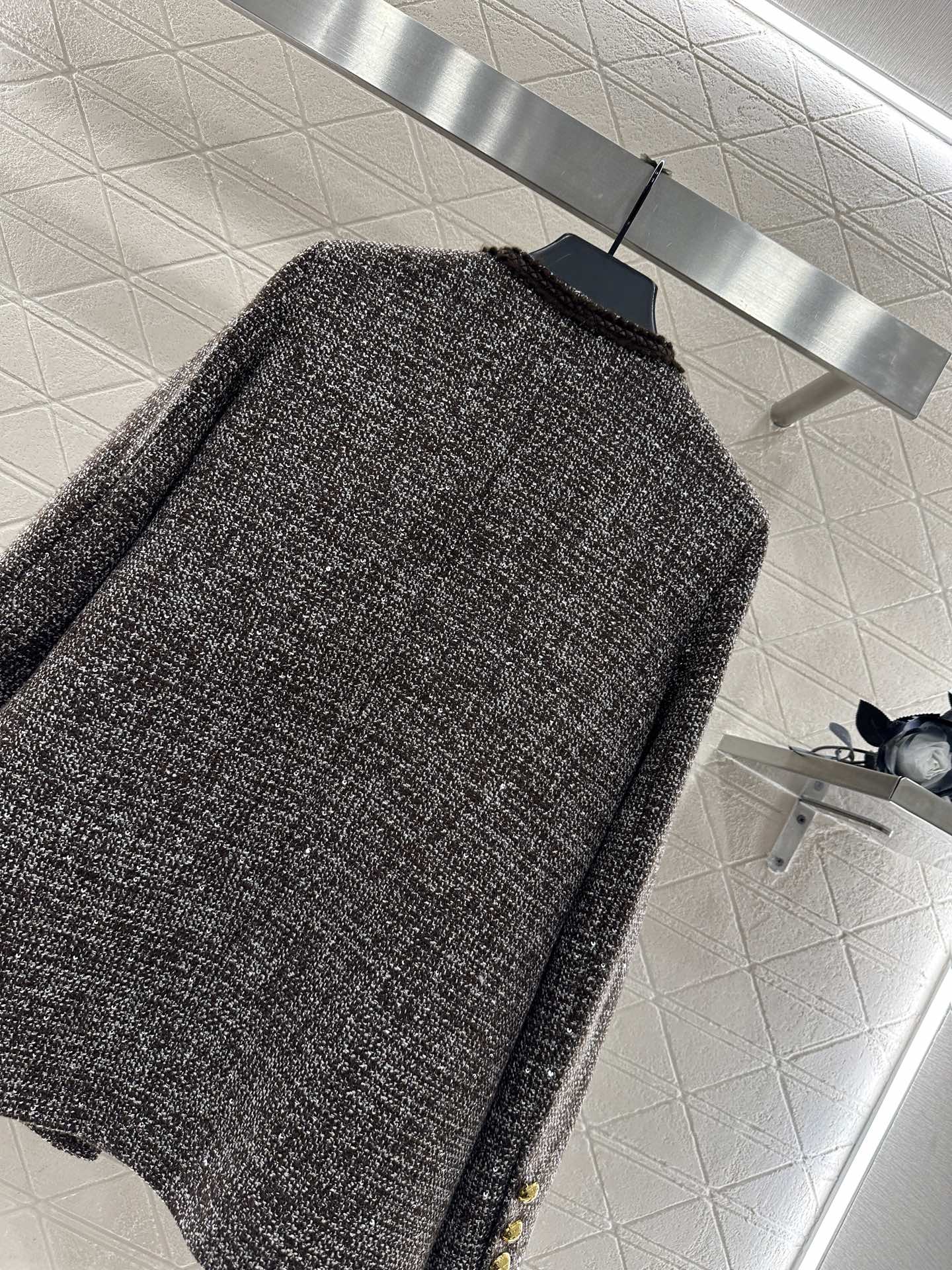 Round neck tied edge woven dress jacket