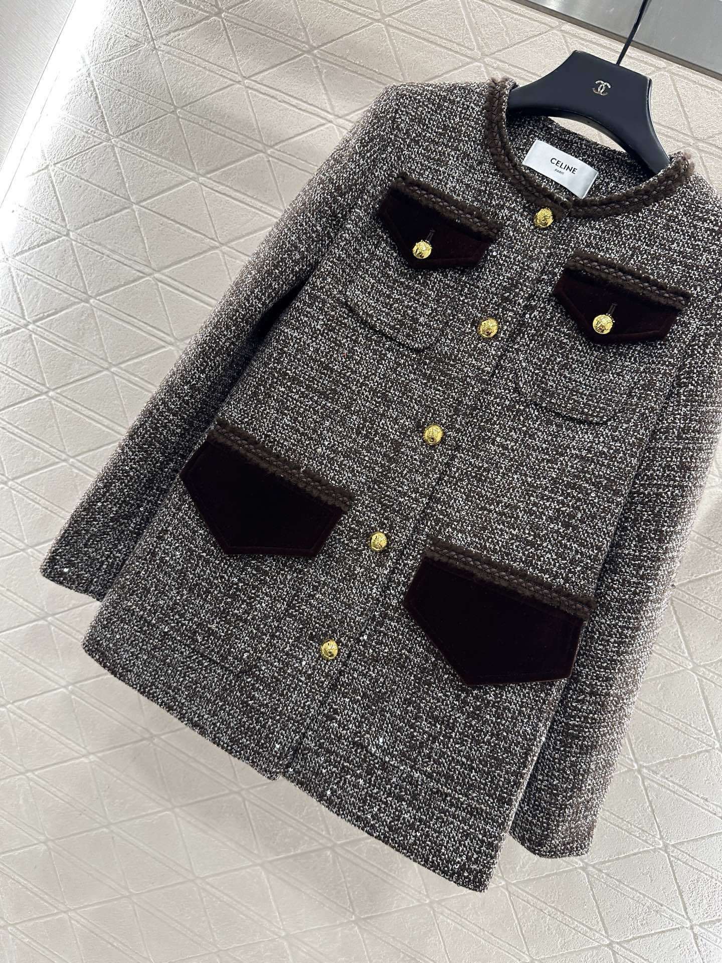 Round neck tied edge woven dress jacket