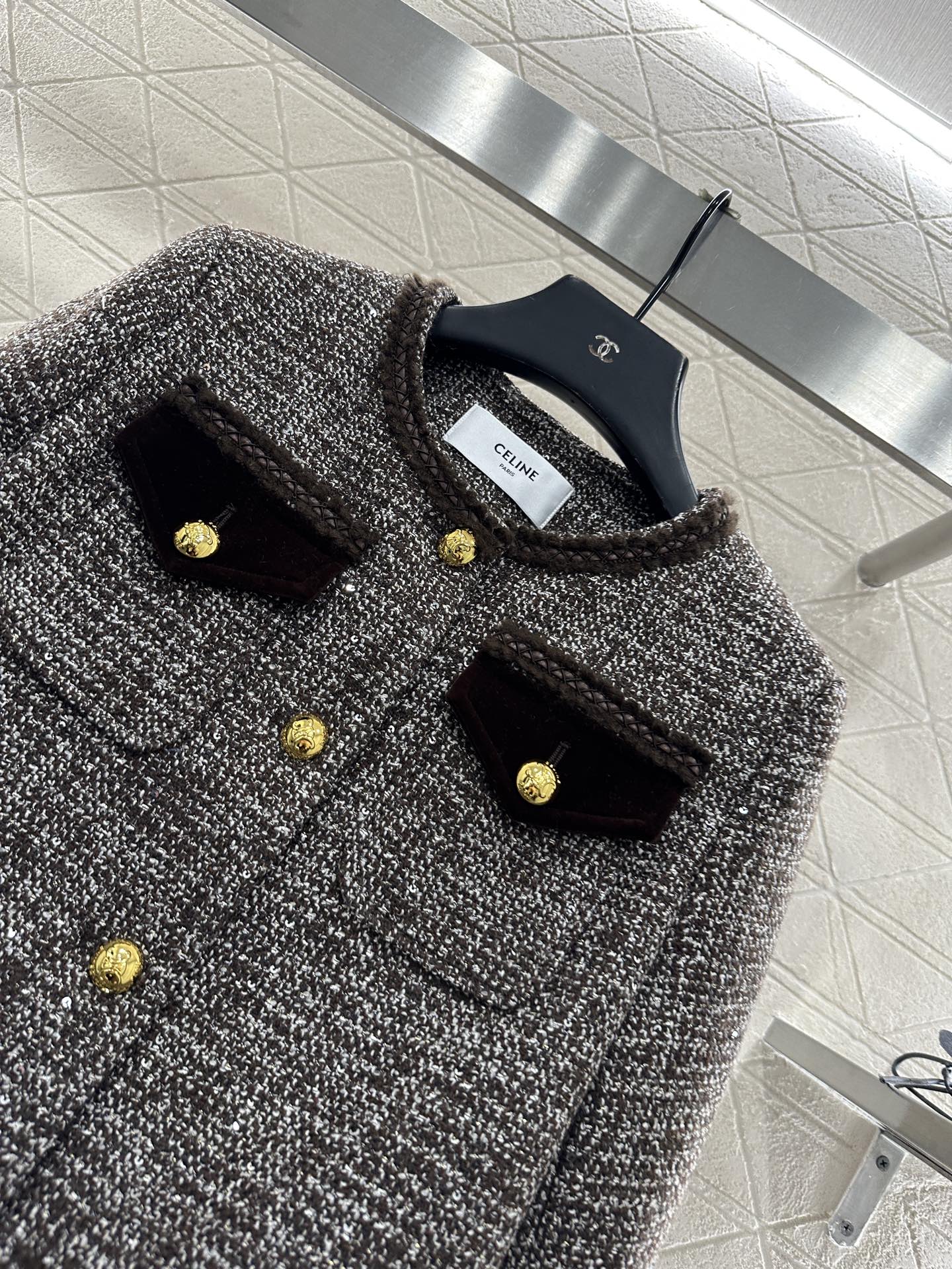 Round neck tied edge woven dress jacket