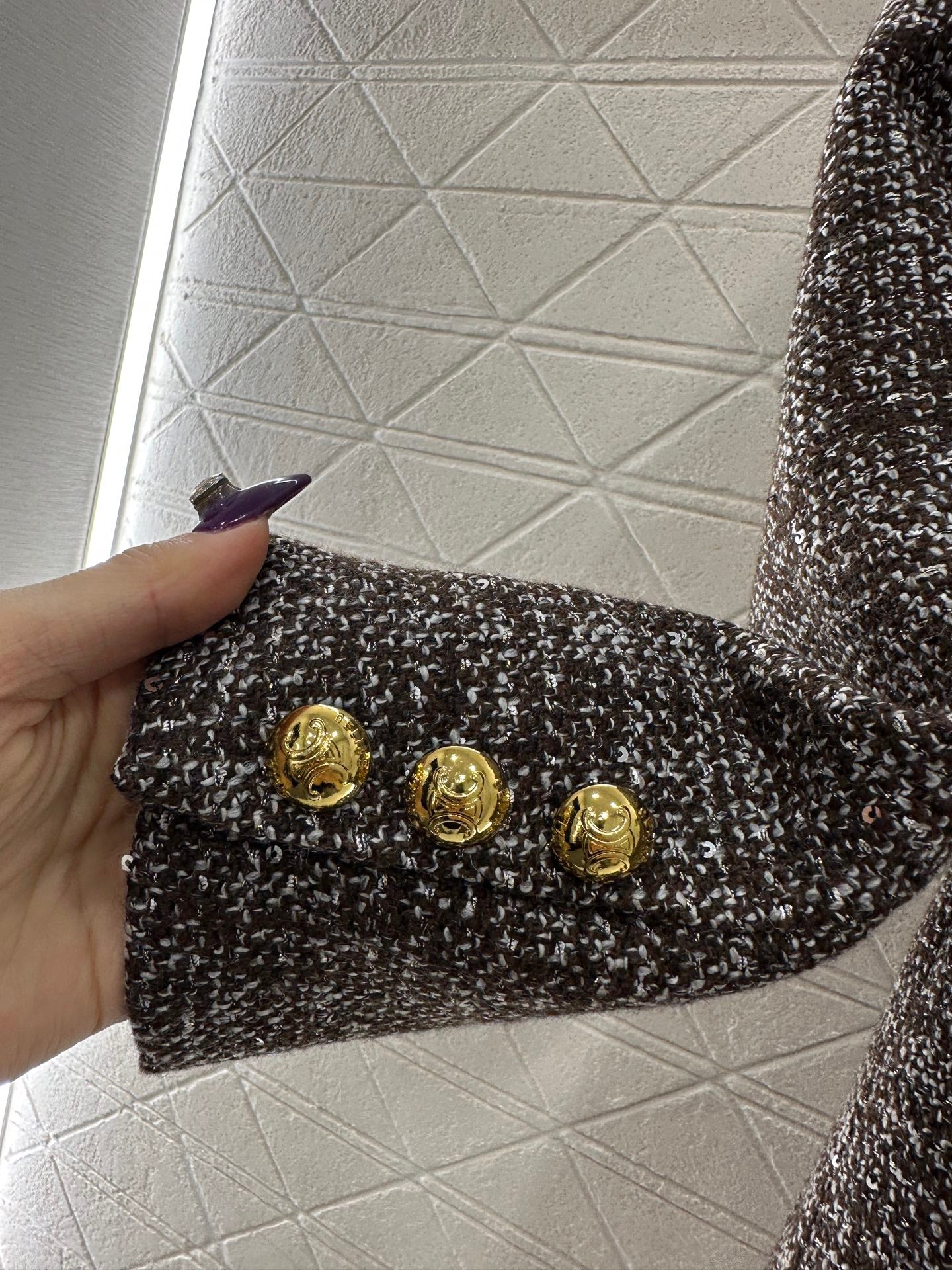 Round neck tied edge woven dress jacket