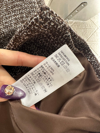 Round neck tied edge woven dress jacket