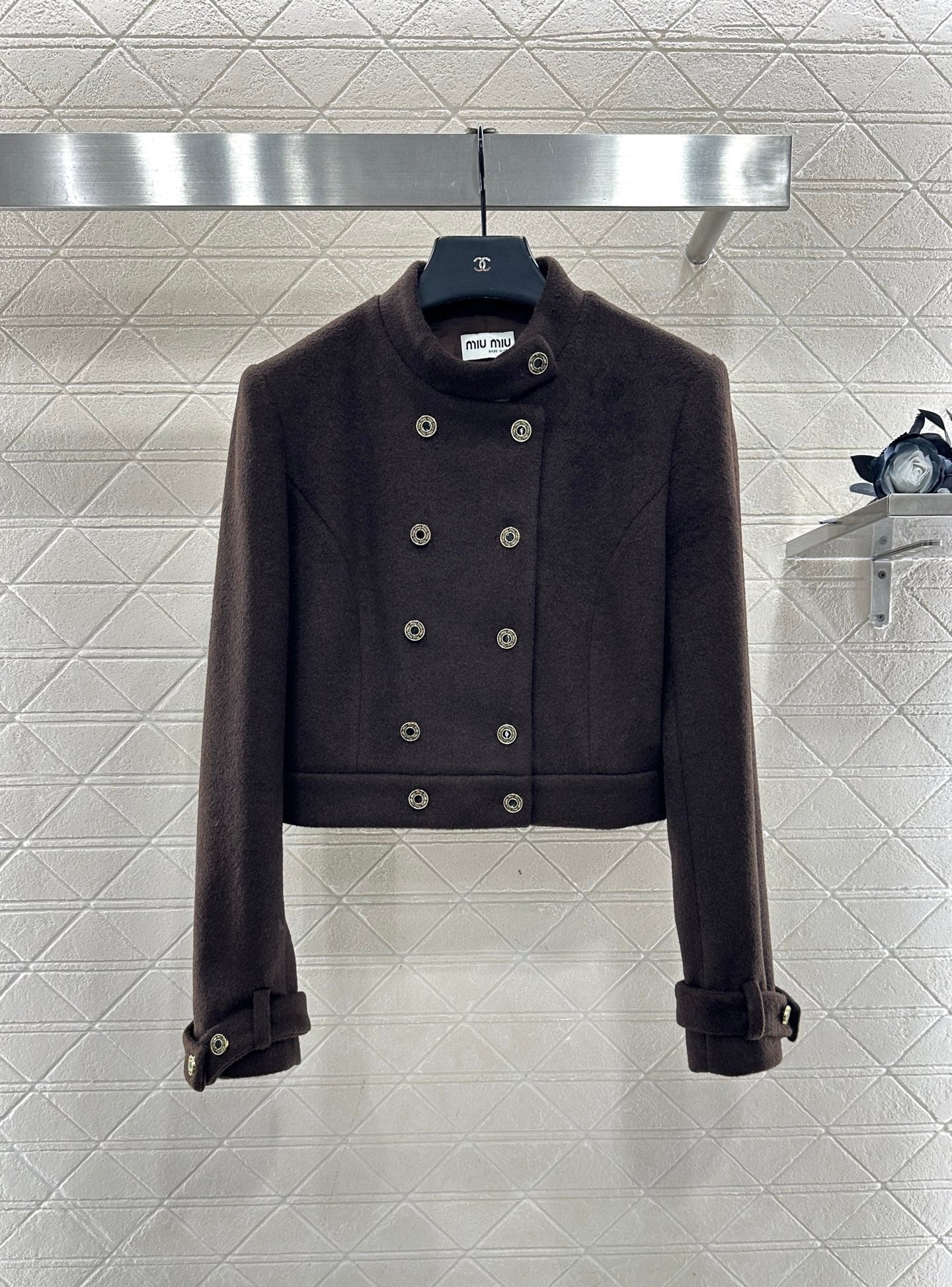 Stand up collar jacket and pants set