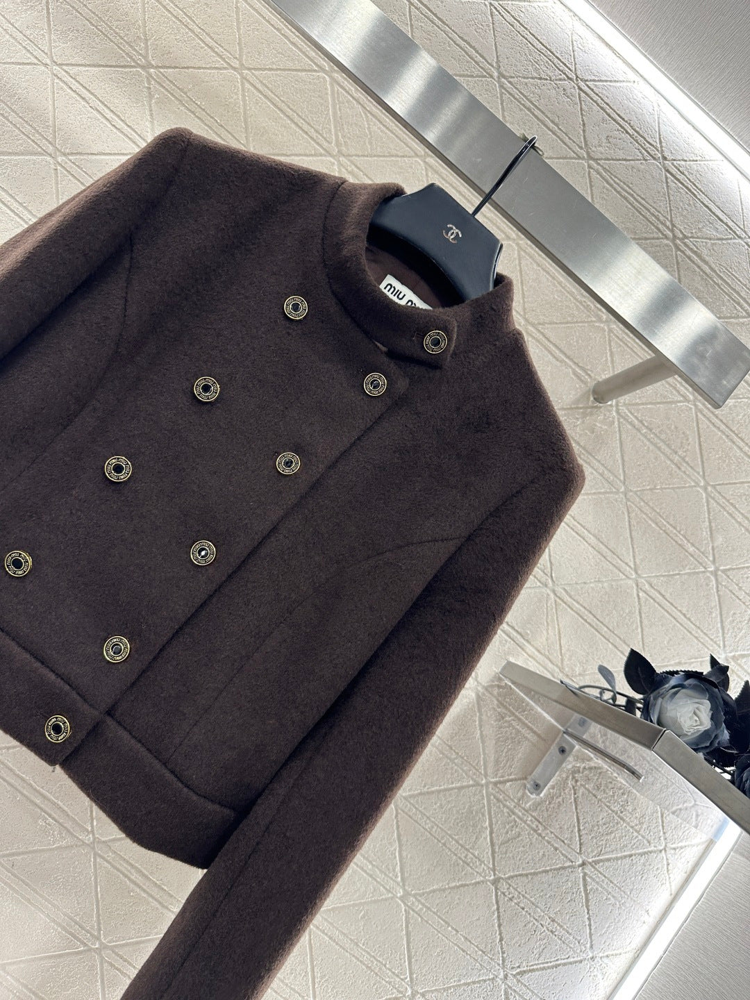 Stand up collar jacket and pants set