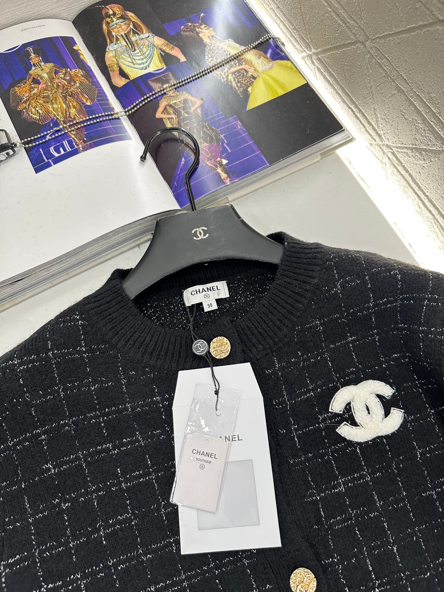 Silver plaid knitted cardigan