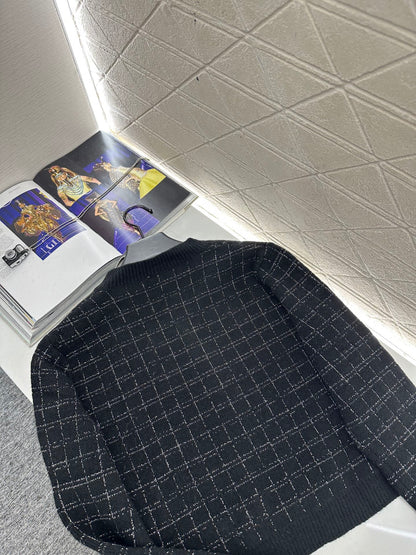 Silver plaid knitted cardigan