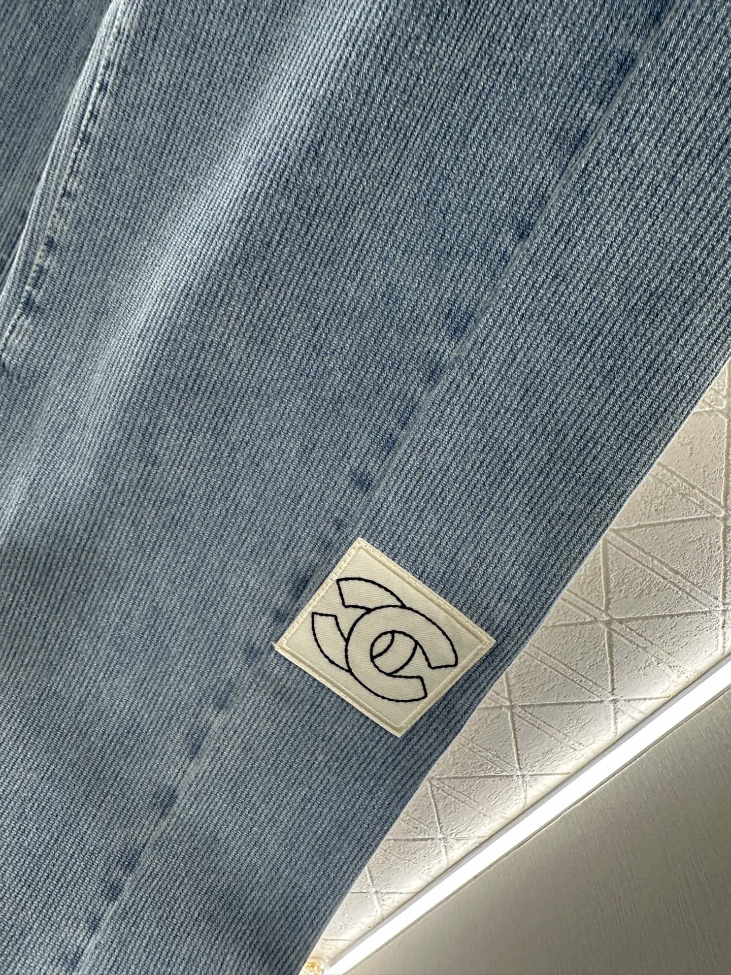 Retro denim straight leg pants