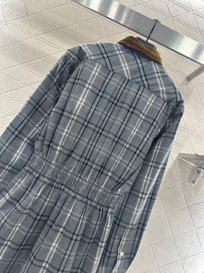 Pair plaid waist cinched shirt skirt