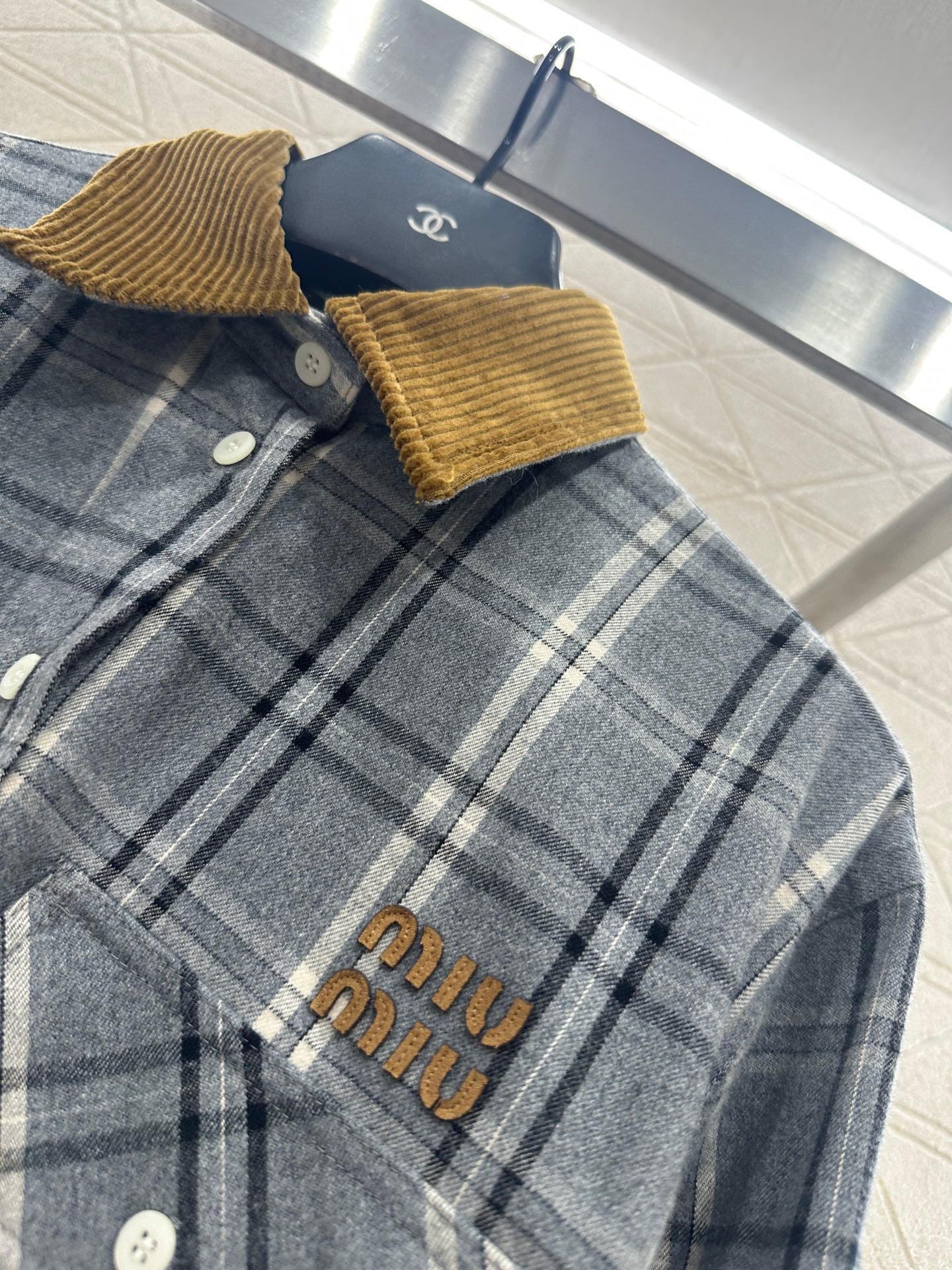 Pair plaid waist cinched shirt skirt