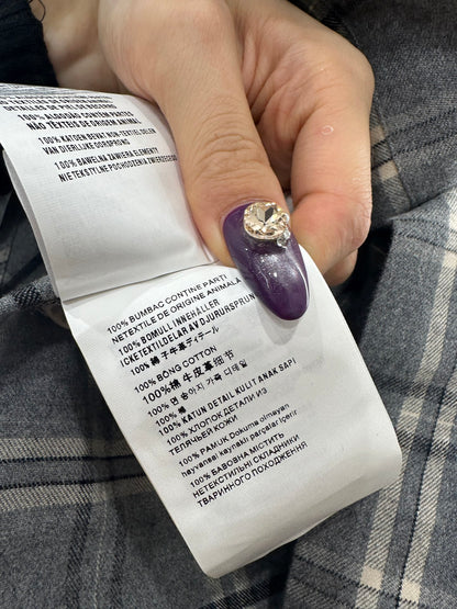 Pair plaid waist cinched shirt skirt