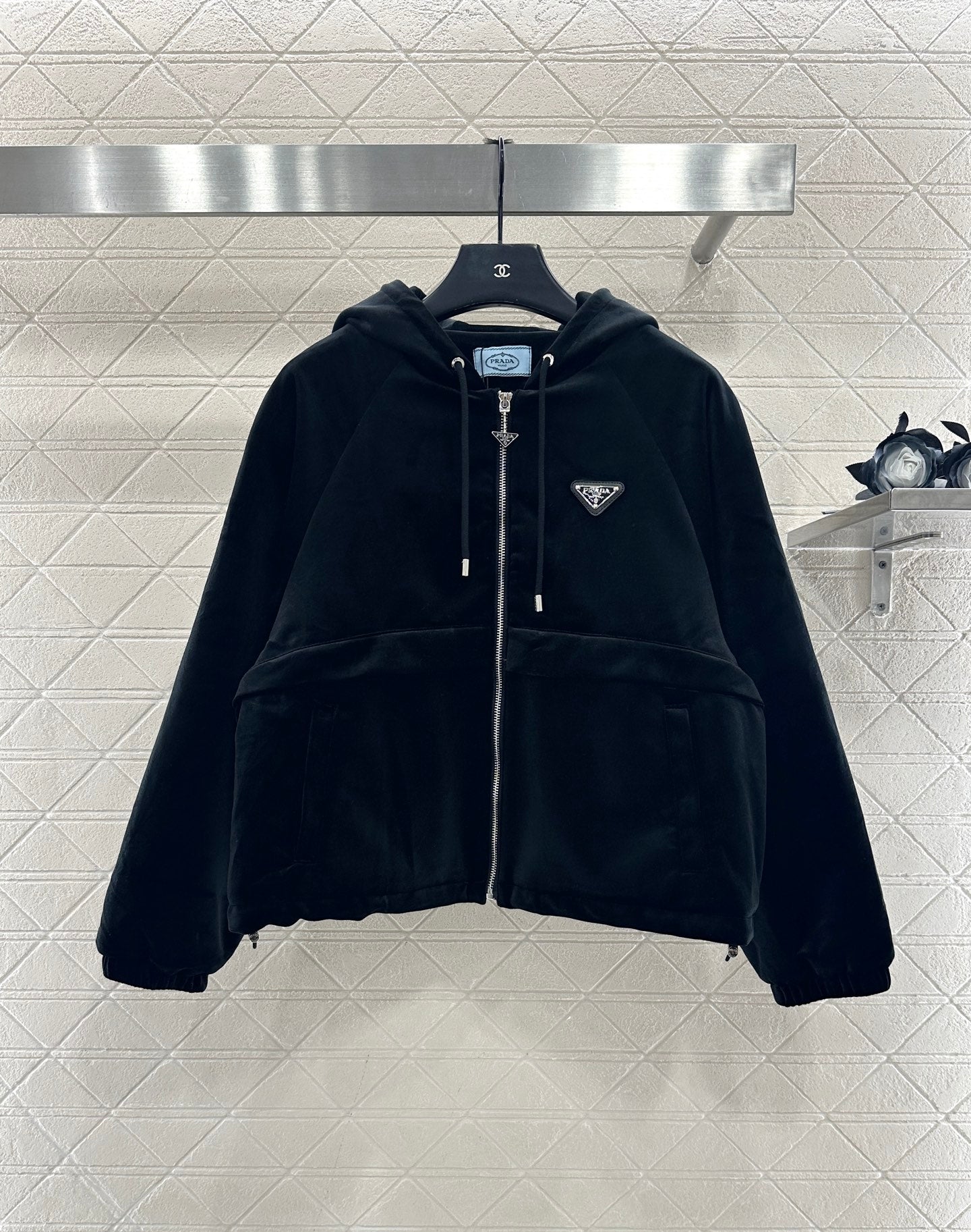 Hooded velvet cotton jacket