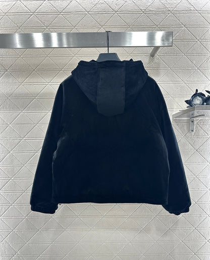 Hooded velvet cotton jacket