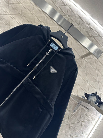 Hooded velvet cotton jacket