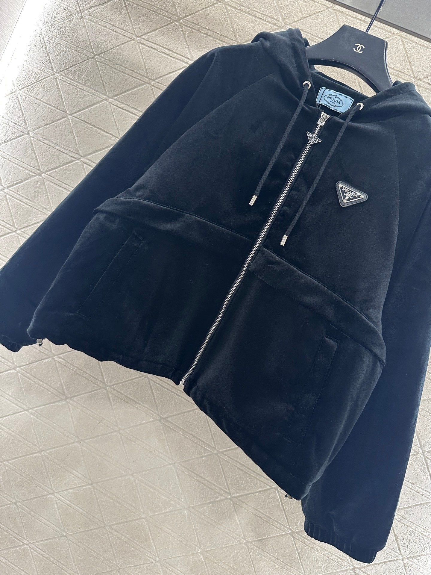 Hooded velvet cotton jacket