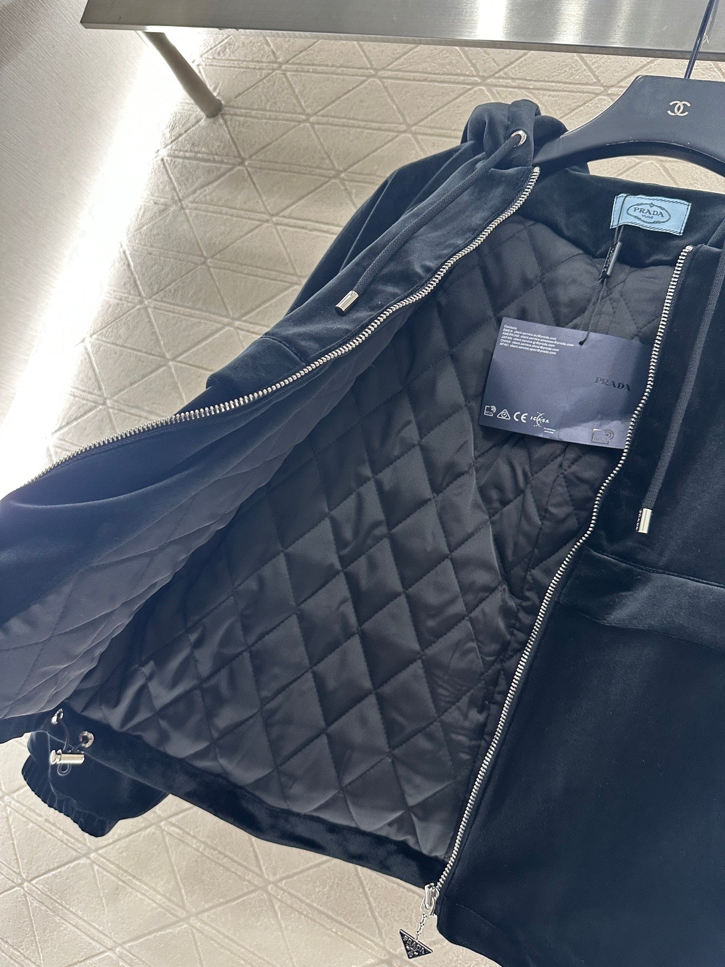 Hooded velvet cotton jacket