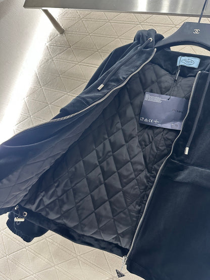 Hooded velvet cotton jacket