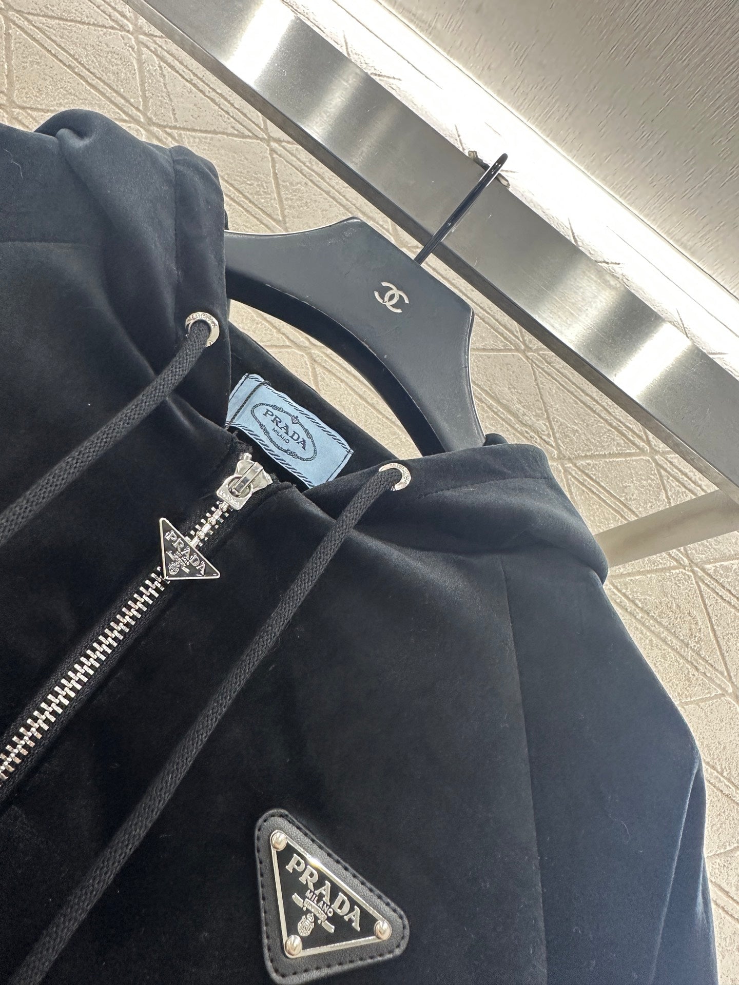 Hooded velvet cotton jacket