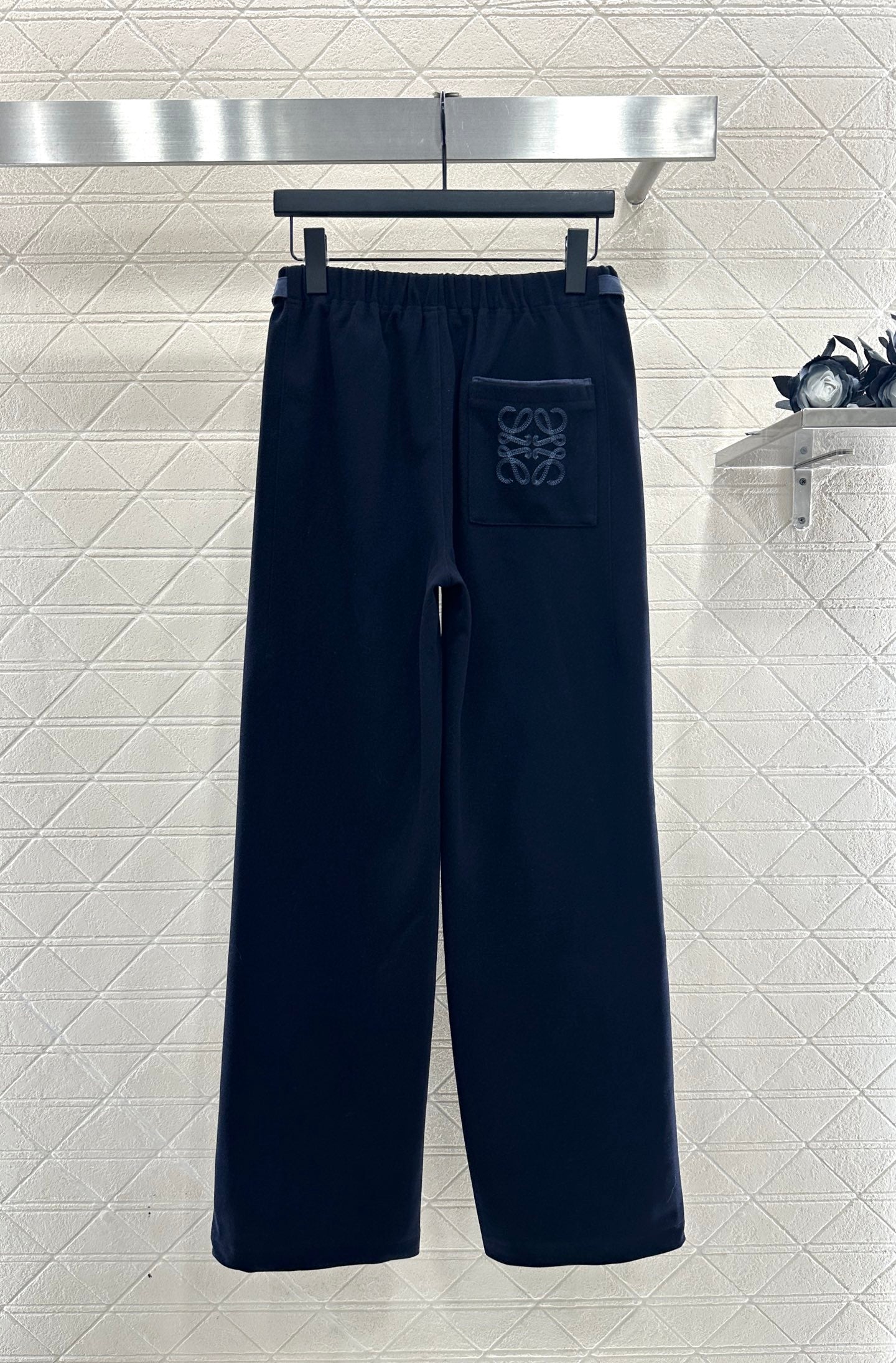 Side waistband straight leg pants