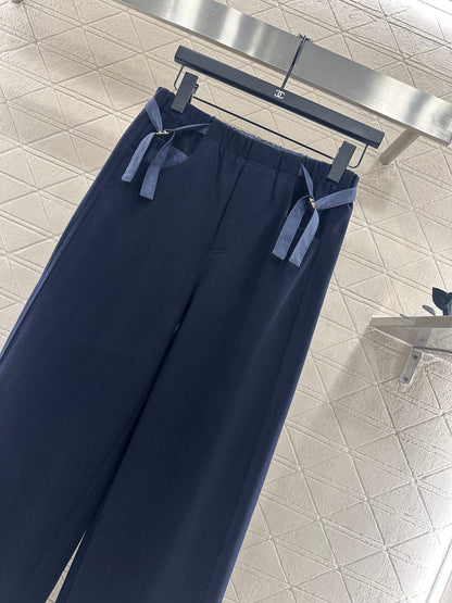 Side waistband straight leg pants