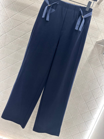 Side waistband straight leg pants