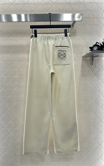 Side waistband straight leg pants