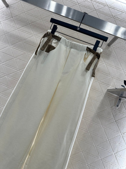 Side waistband straight leg pants