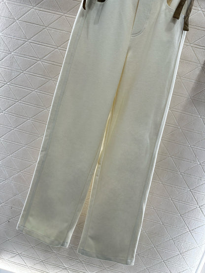 Side waistband straight leg pants