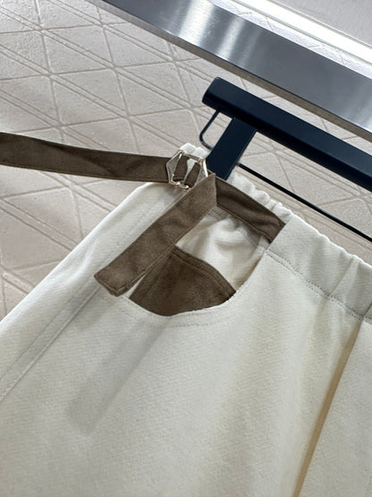 Side waistband straight leg pants