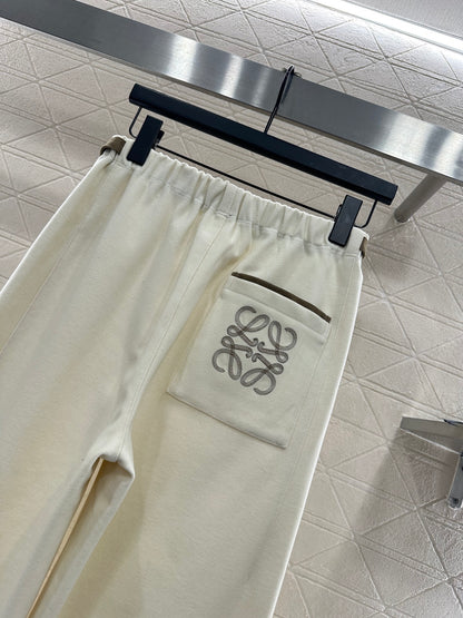 Side waistband straight leg pants