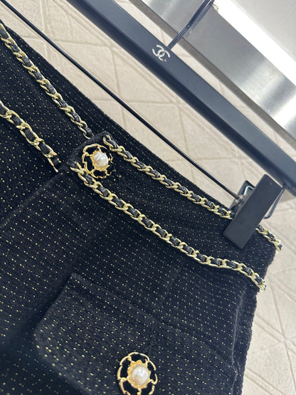 Belt Chain Wide Leg Pants