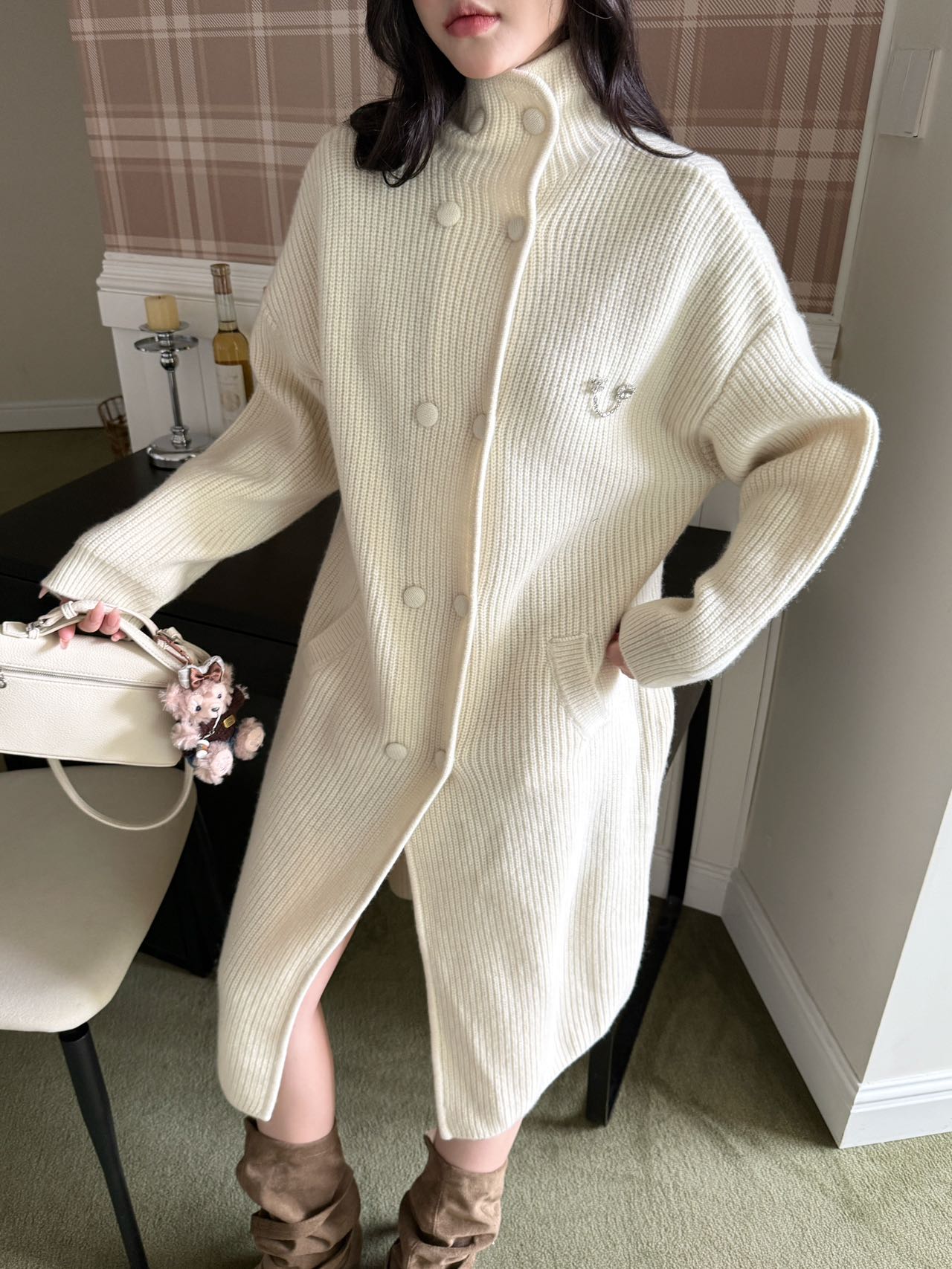 Lazy long knitted coat