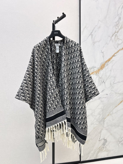 Floral pattern wool shawl scarf cape