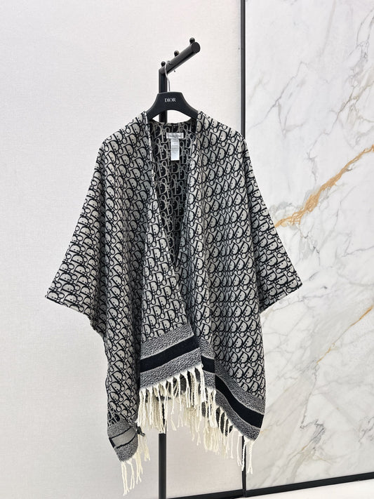 Floral pattern wool shawl scarf cape