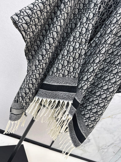 Floral pattern wool shawl scarf cape