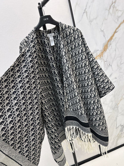 Floral pattern wool shawl scarf cape