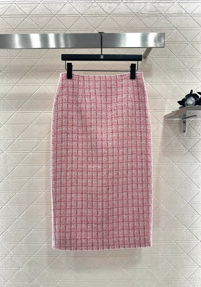 Round neck woven dress half skirt set