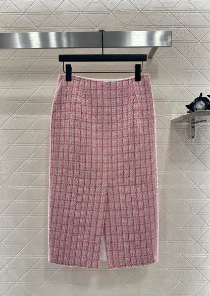 Round neck woven dress half skirt set