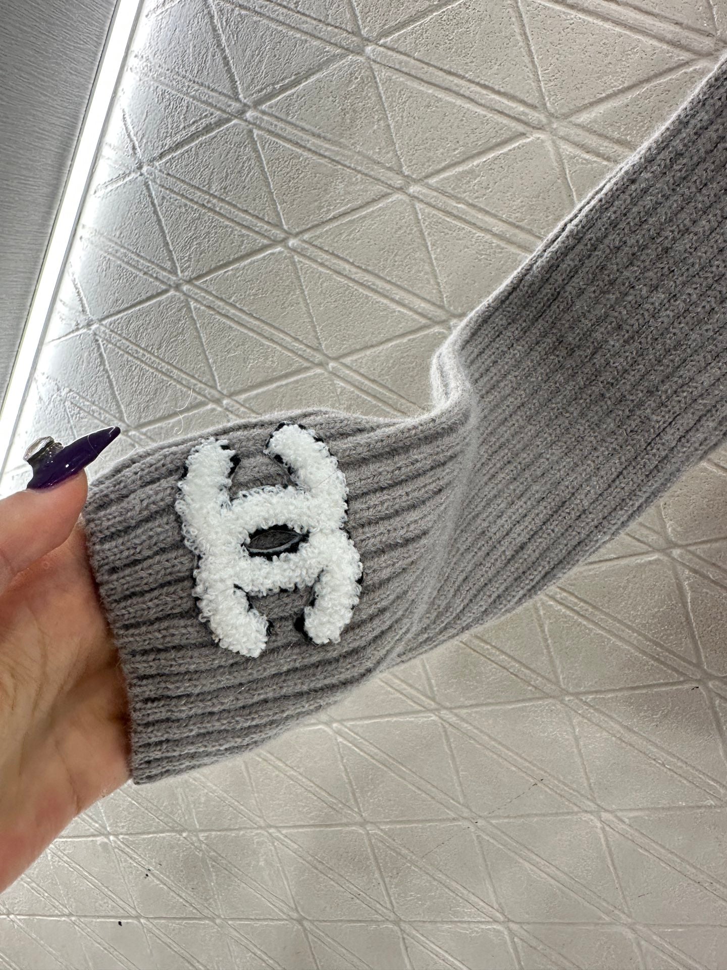 Knitted patchwork lapel fur jacket