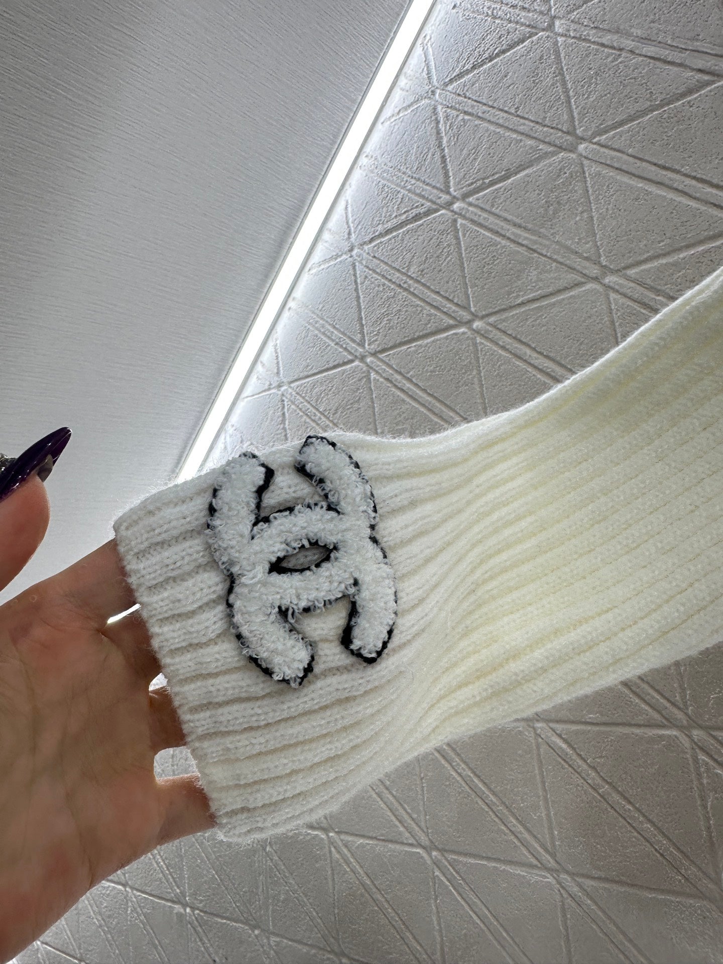 Knitted patchwork lapel fur jacket