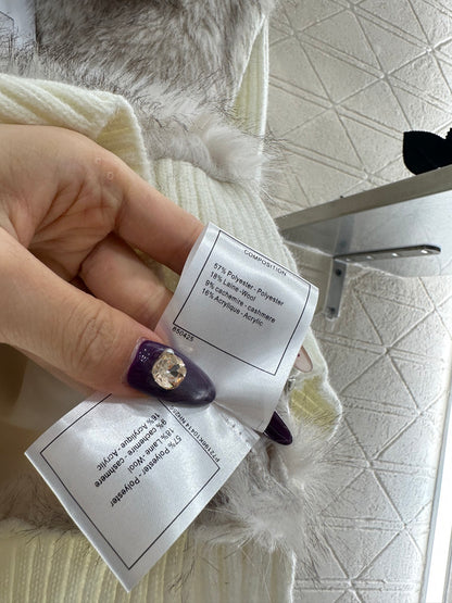 Knitted patchwork lapel fur jacket