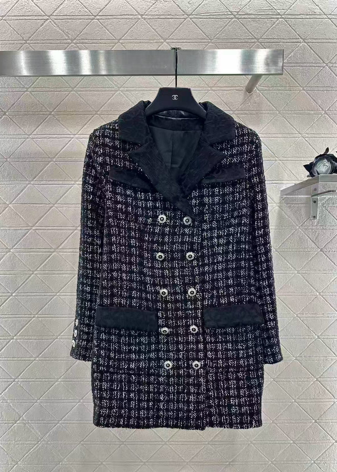 Rough woolen collar dress jacket