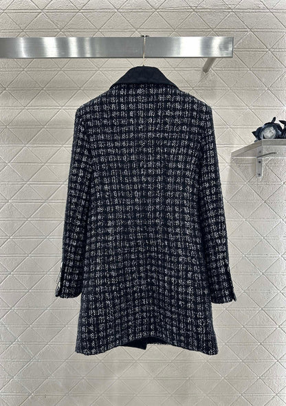Rough woolen collar dress jacket