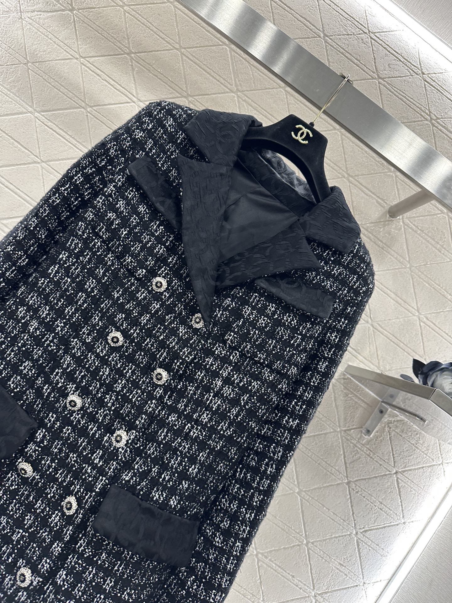 Rough woolen collar dress jacket