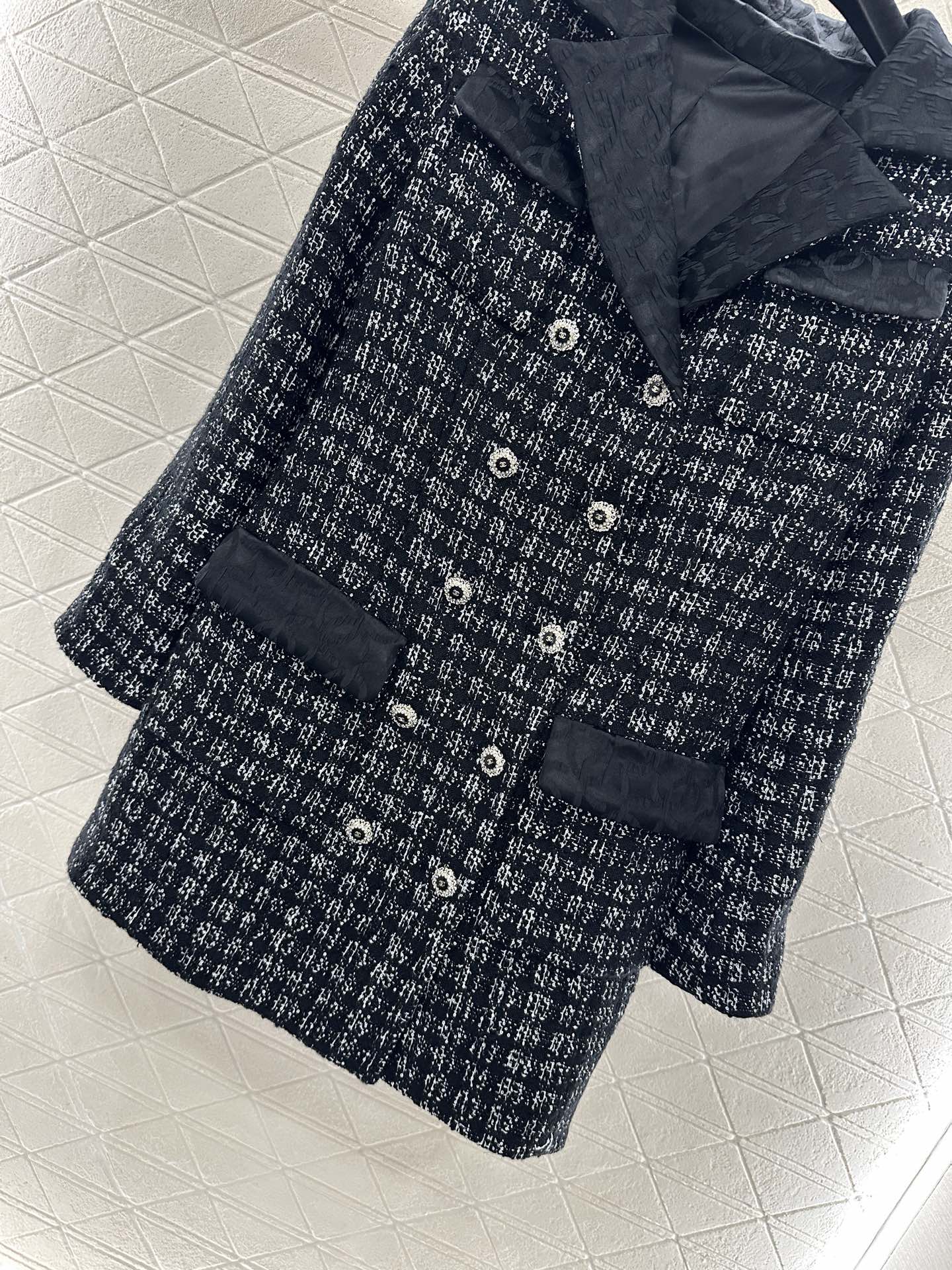 Rough woolen collar dress jacket