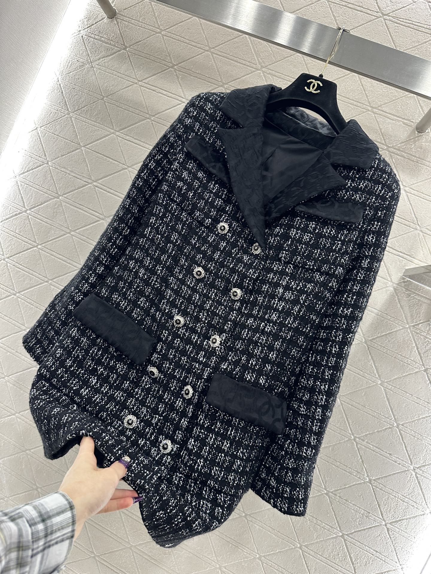 Rough woolen collar dress jacket