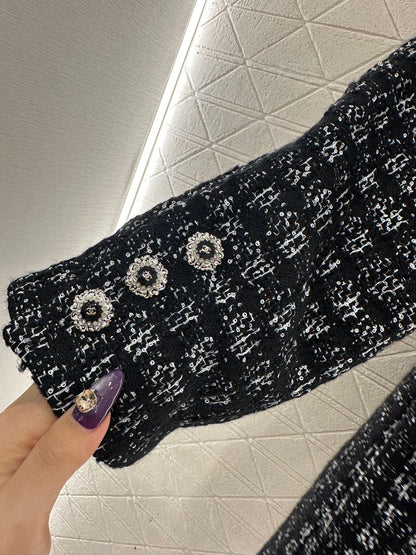 Rough woolen collar dress jacket