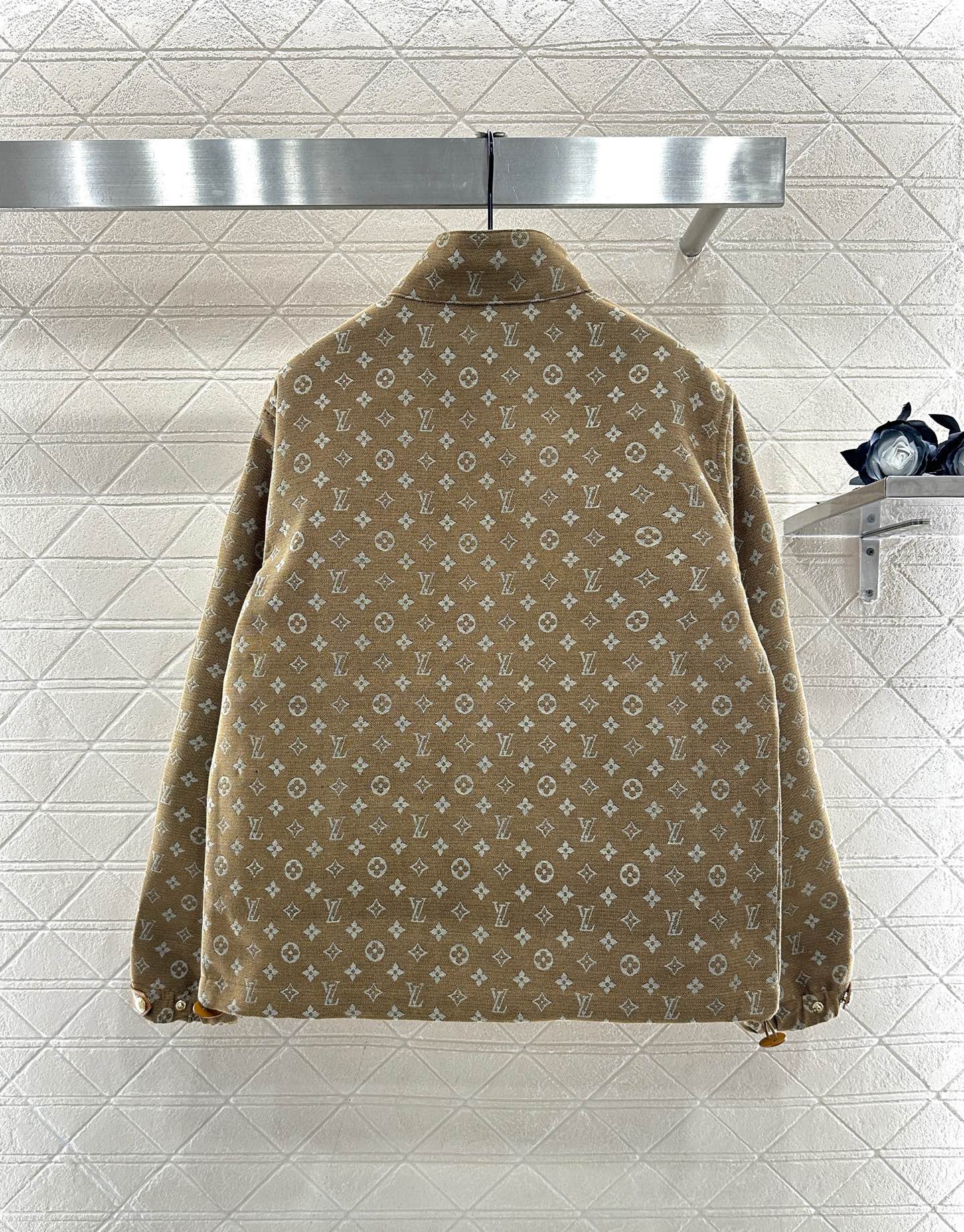 Stand up collar jacquard zipper jacket