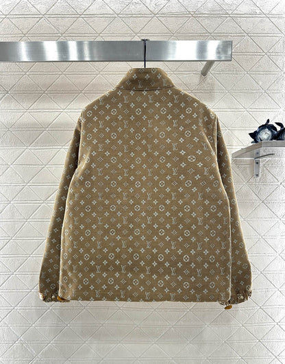 Stand up collar jacquard zipper jacket