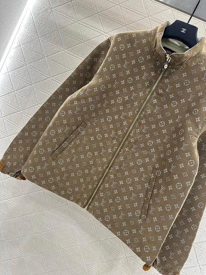 Stand up collar jacquard zipper jacket